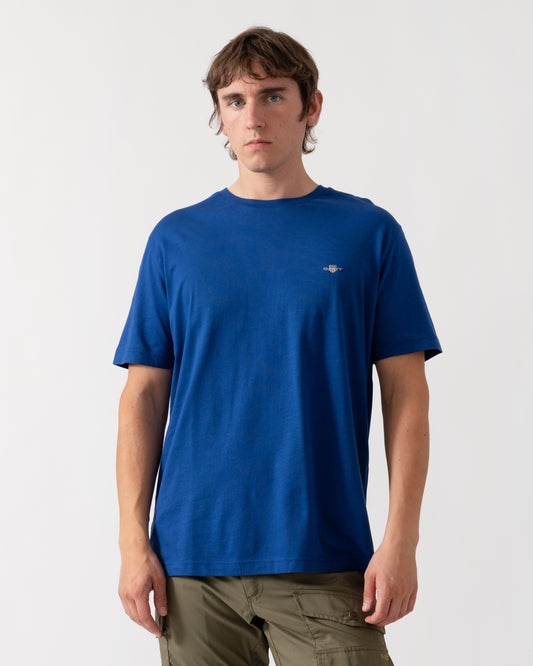 GANT Mens Regular Fit Short Sleeve Shield Logo T-Shirt - 435 Crisp Blue