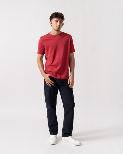 GANT Mens Regular Fit Short Sleeve Shield Logo T-Shirt - 609 Muted Red full length