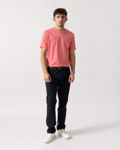 GANT Mens Regular Fit Short Sleeve Shield Logo T-Shirt - 622 Rose Pink full length