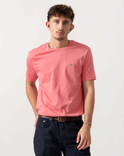 GANT Mens Regular Fit Short Sleeve Shield Logo T-Shirt - 622 Rose Pink main