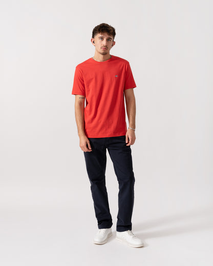 GANT Mens Regular Fit Short Sleeve Shield Logo T-Shirt - 641 Rose Red full length