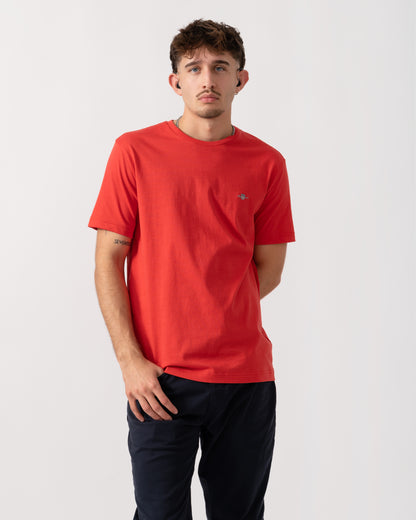 GANT Mens Regular Fit Short Sleeve Shield Logo T-Shirt - 641 Rose Red main