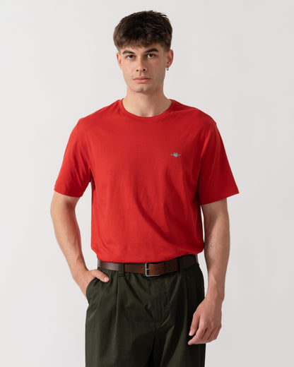 GANT Mens Regular Fit Short Sleeve Shield Logo T-Shirt - 853 Maple Fire front