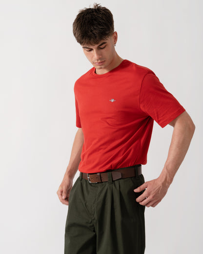 GANT Mens Regular Fit Short Sleeve Shield Logo T-Shirt - 853 Maple Fire side