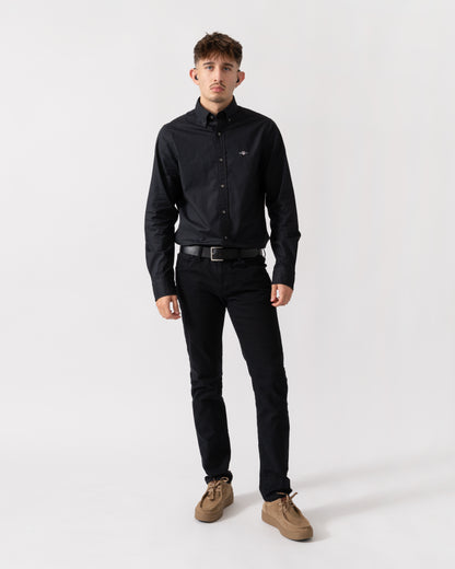 GANT Mens Slim Fit Long Sleeve Poplin Shirt - 5 Black
