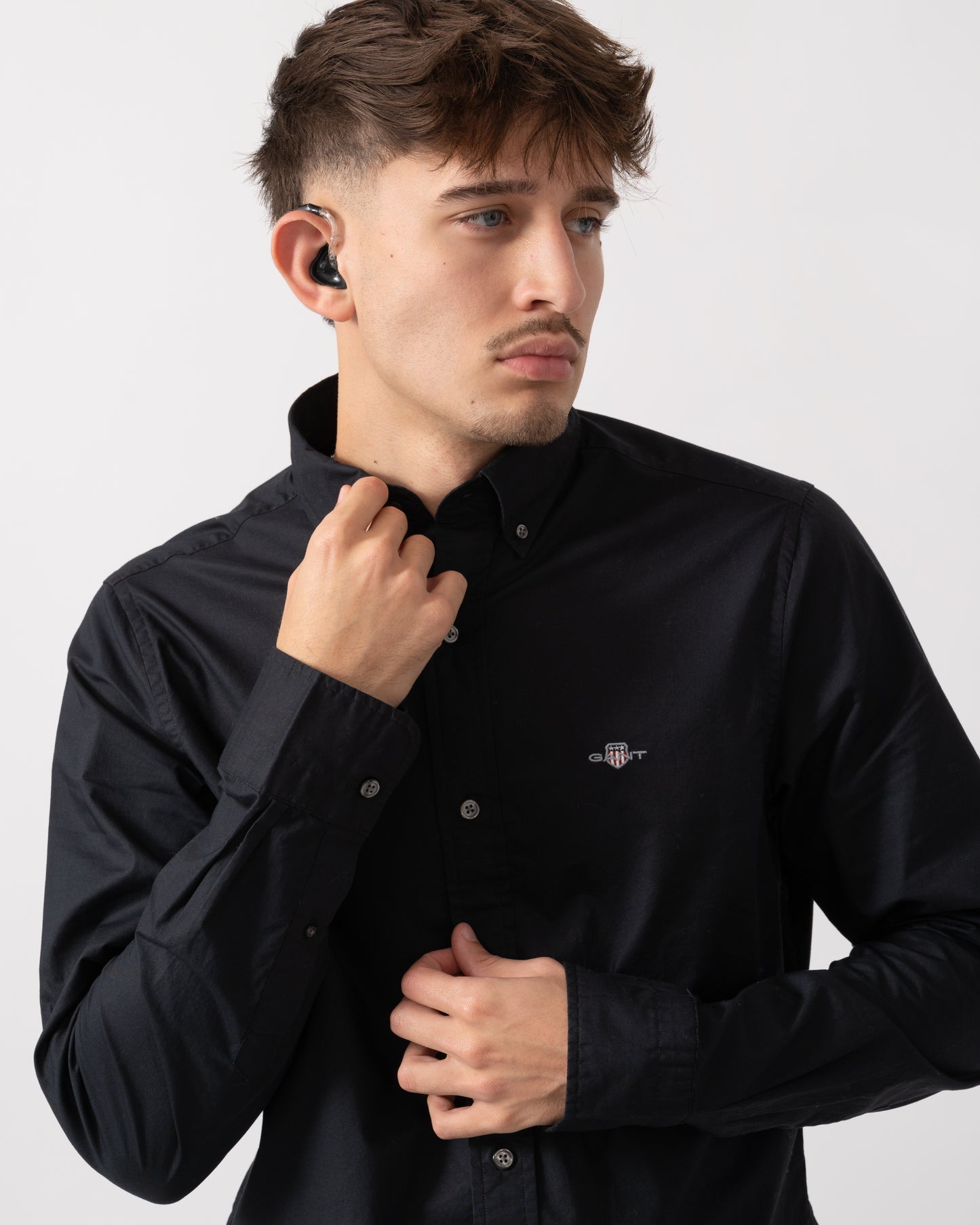 GANT Mens Slim Fit Long Sleeve Poplin Shirt - 5 Black