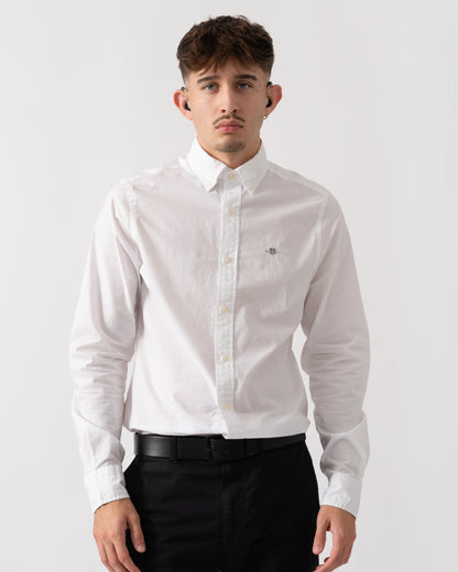 GANT Mens Slim Fit Long Sleeve Poplin Shirt - 110 White
