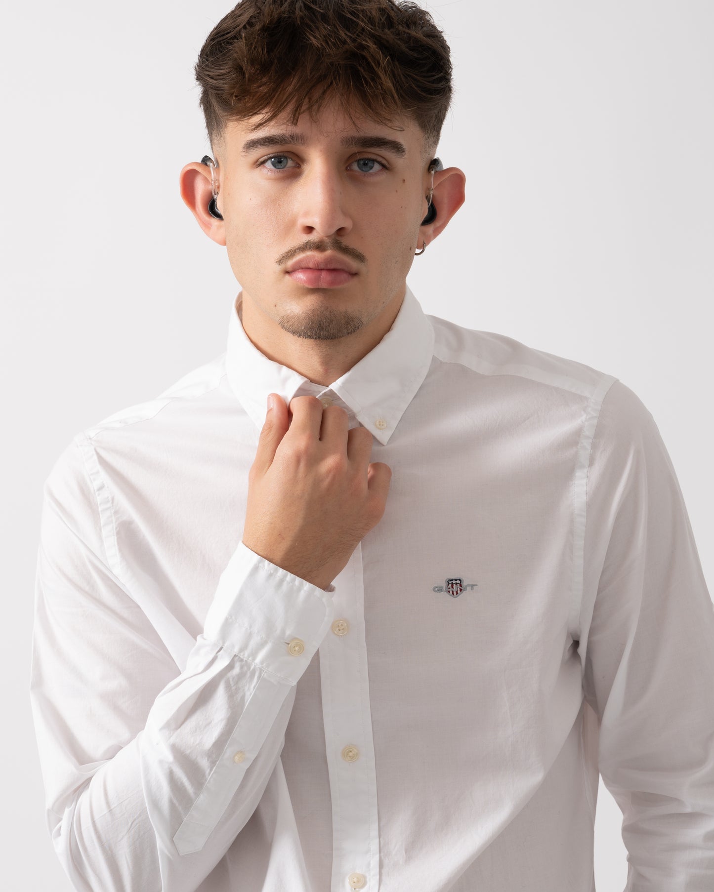 GANT Mens Slim Fit Long Sleeve Poplin Shirt - 110 White