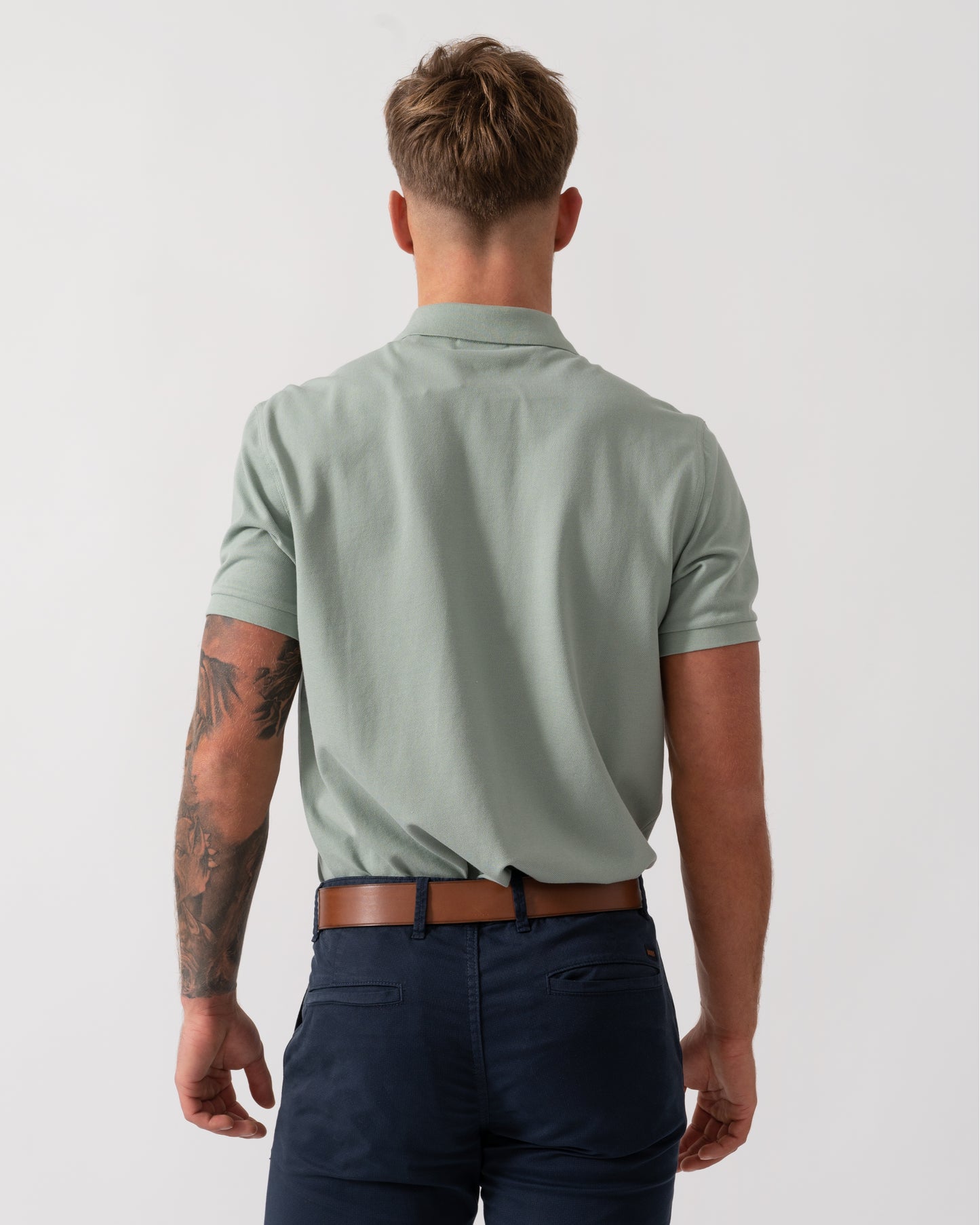 GANT Slim Fit Short Sleeve Shield Logo Pique Polo - 10 Ceramic Grey - Back