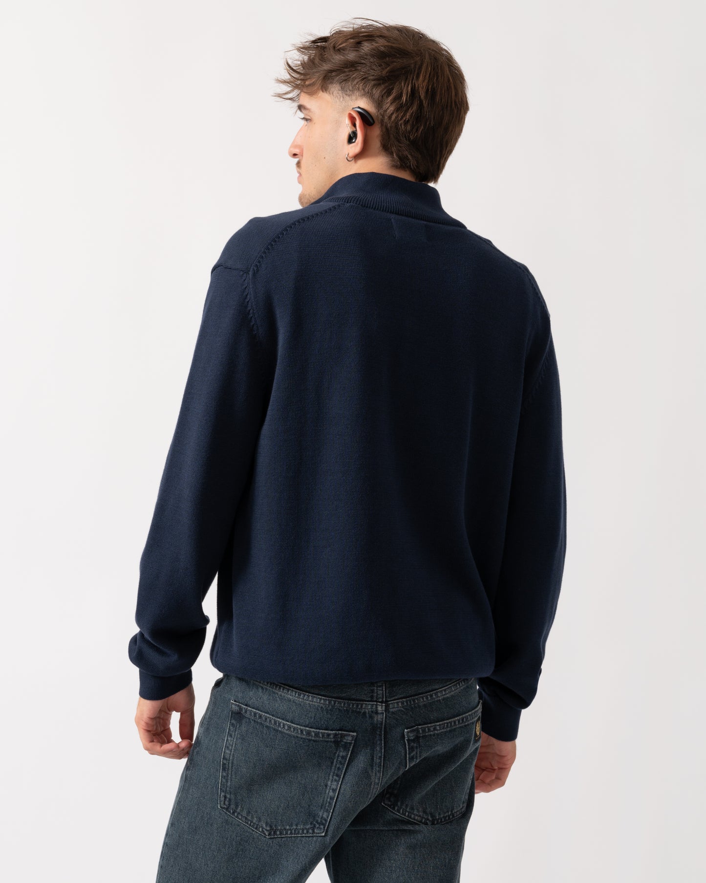 GANT Mens Small Graphic Badge Half Zip Jumper - 433 Evening Blue