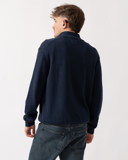 GANT Mens Small Graphic Badge Half Zip Jumper - 433 Evening Blue