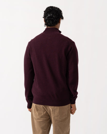 Back of the GANT Mens Superfine Lambswool Half Zip Sweater - 667 Darkened Wine