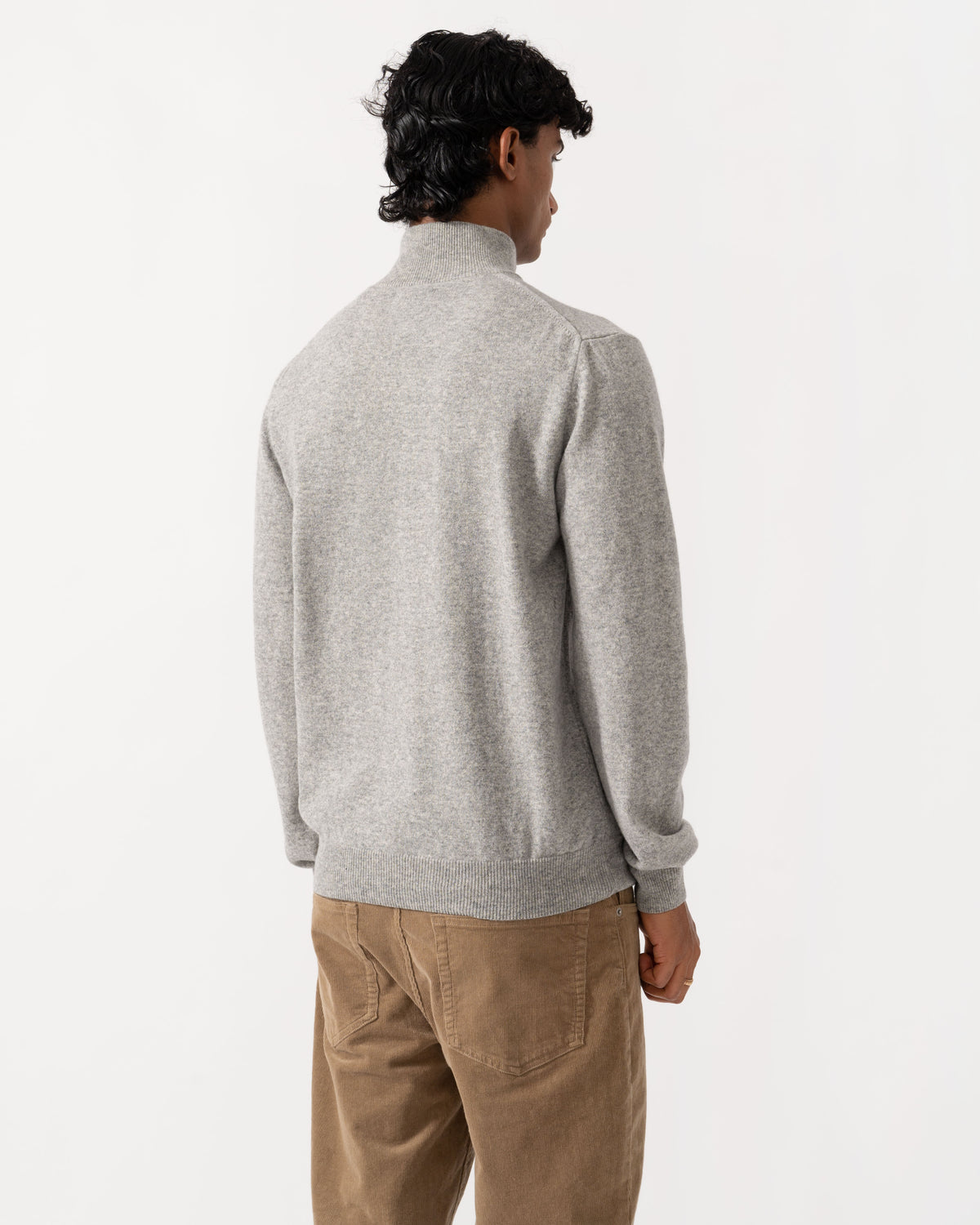 Back of the GANT Mens Superfine Lambswool Half Zip Sweater - 93 Grey Melange