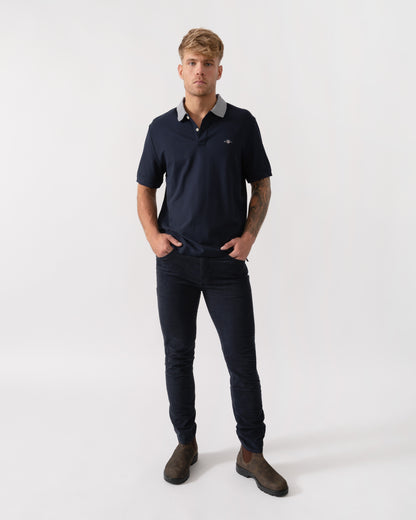 GANT Mens Tipping Detail Polo - CHO - Designer Mens Short Sleeve Polo Shirts
