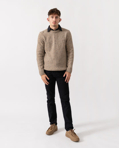 GANT Mens Wool Blend Neps Crew Neck Jumper - 295 Dark Sand Melange