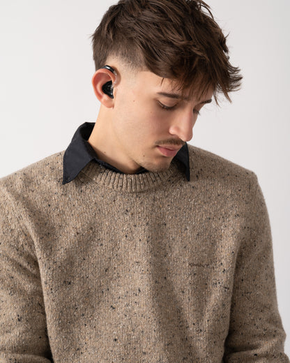 GANT Mens Wool Blend Neps Crew Neck Jumper - 295 Dark Sand Melange