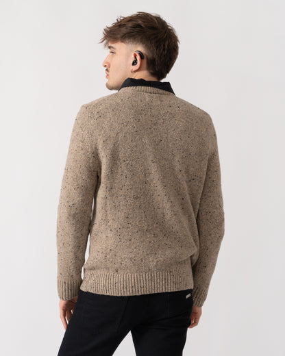 GANT Mens Wool Blend Neps Crew Neck Jumper - 295 Dark Sand Melange