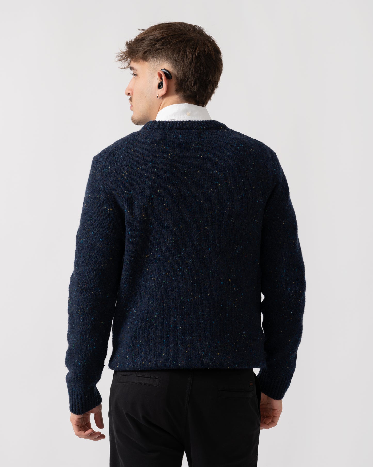 GANT Mens Wool Blend Neps Crew Neck Jumper - 433 Evening Blue