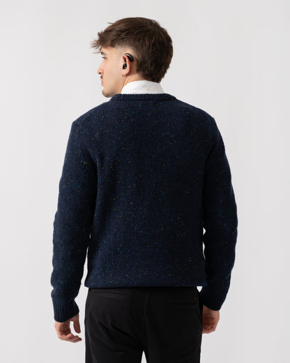 GANT Mens Wool Blend Neps Crew Neck Jumper - 433 Evening Blue