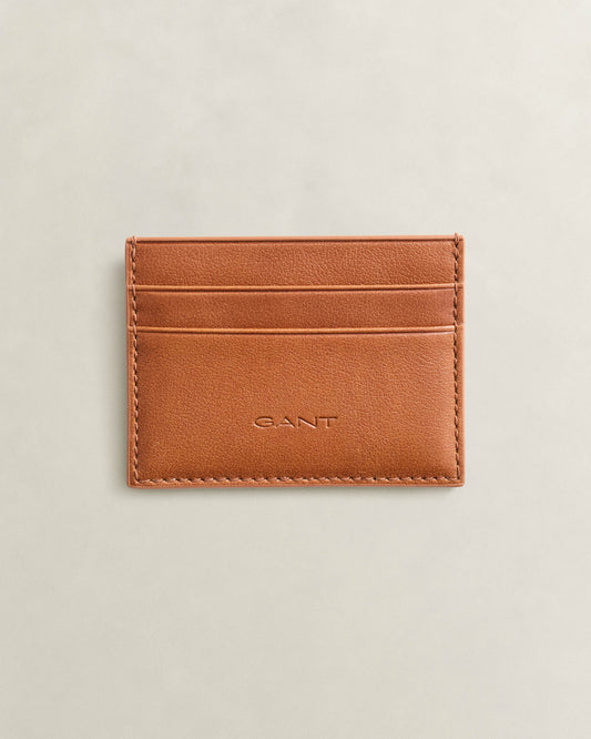 GANT Mens Leather Card Holder - 229 Mahogany Brown | CHO | Designer Mens Wallets