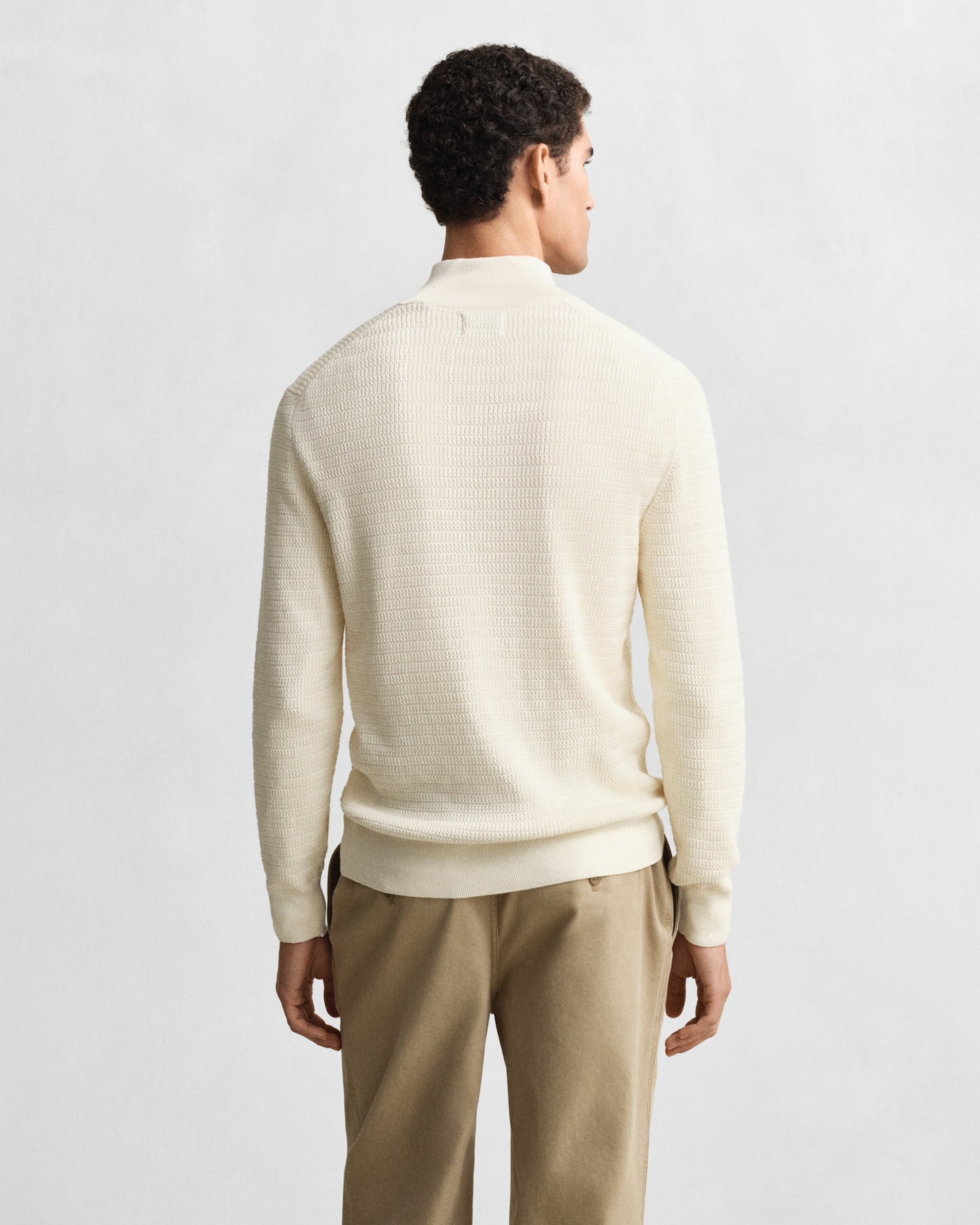 GANT Mens Mini Cable Half Zip Jumper - 130 Cream