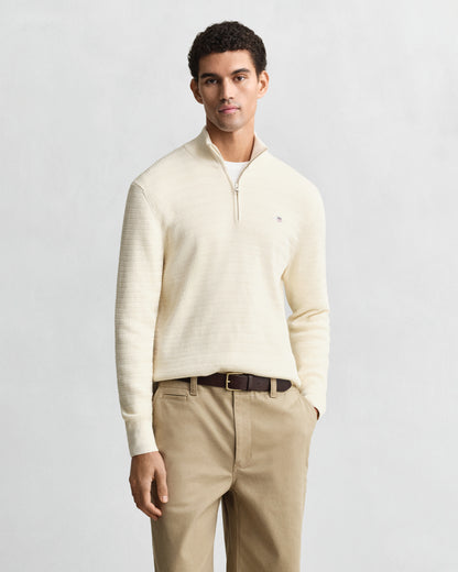 GANT Mens Mini Cable Half Zip Jumper - 130 Cream