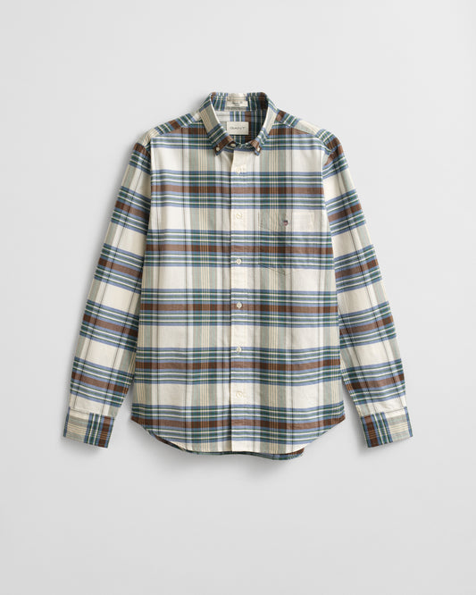 GANT Mens Regular Fit Oxford Check Shirt - 318 Woody Green