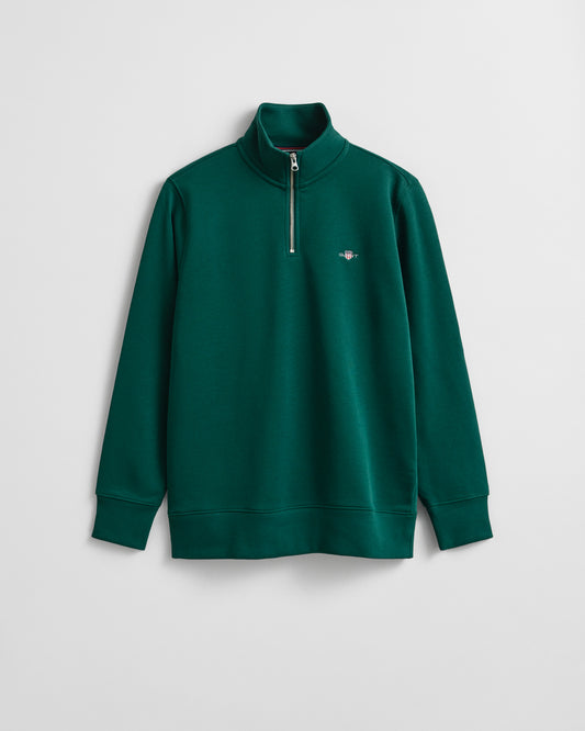 GANT Mens Regular Fit Shield Logo Half Zip Sweatshirt - 373 Deep Forest Green