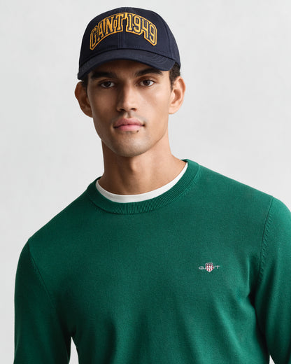 GANT Mens Classic Cotton Crew Neck Jumper - 373 Deep Forest Green