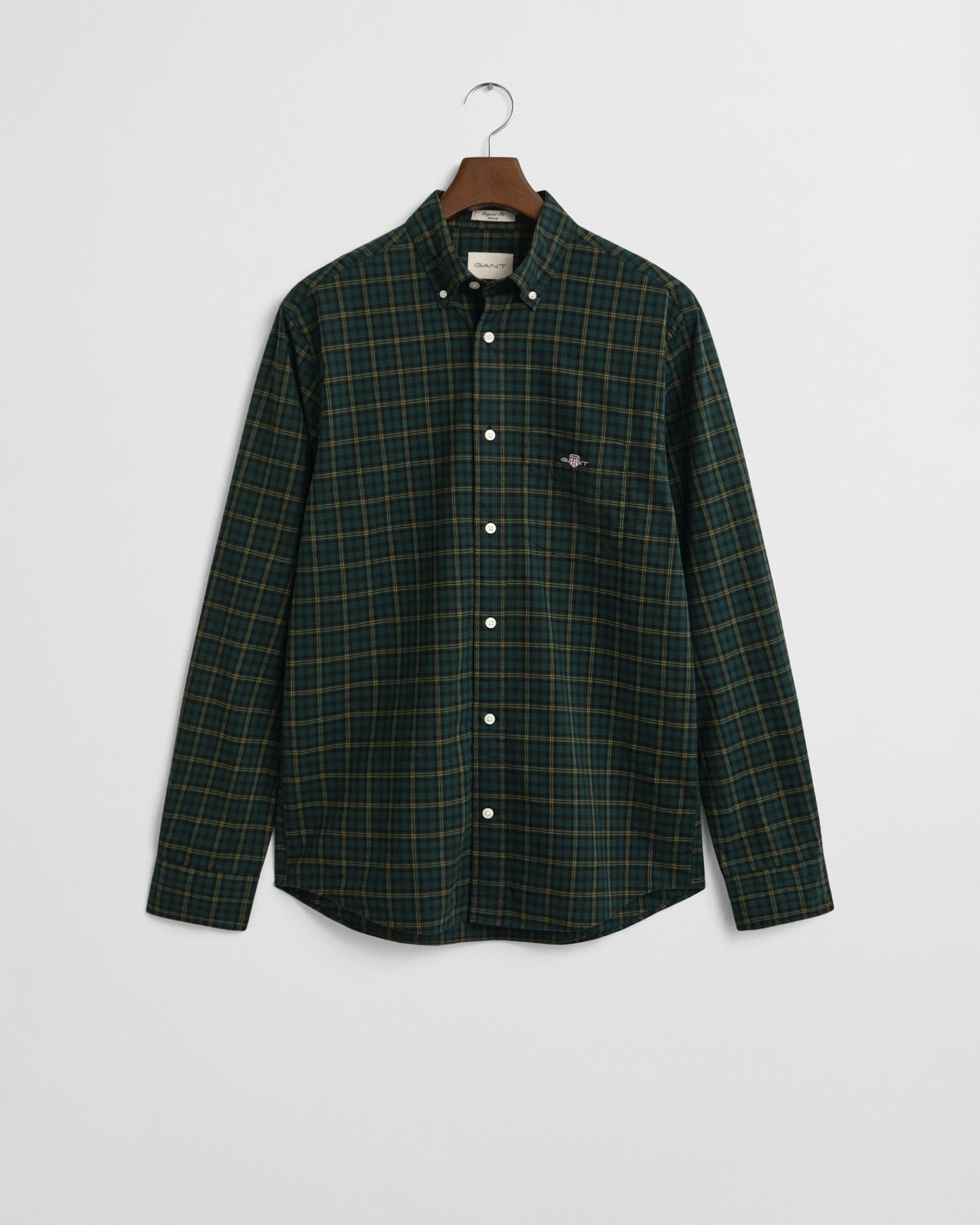 GANT Mens Regular Fit Classic Poplin Check Shirt - 374 Tartan Green