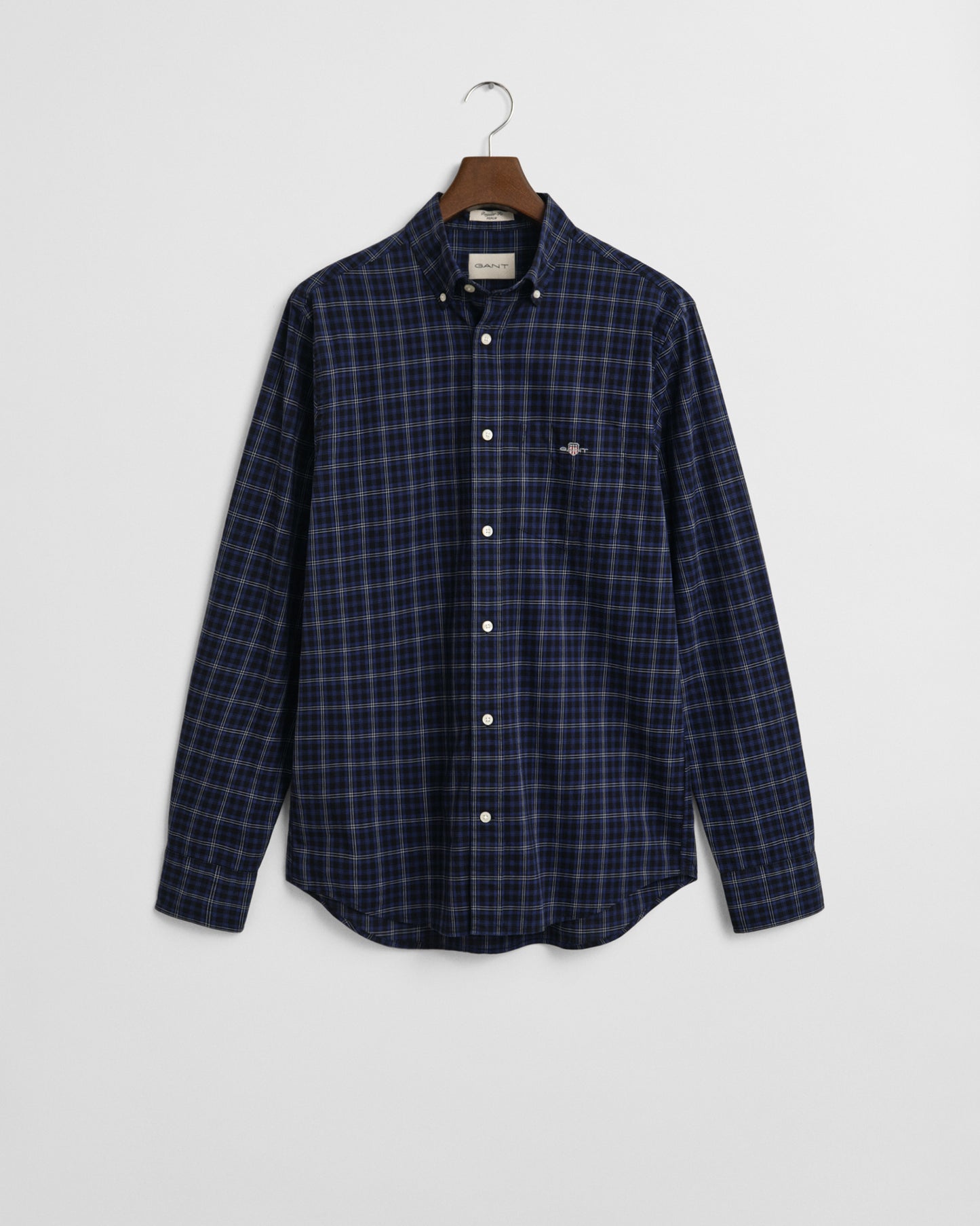 GANT Mens Regular Fit Classic Poplin Check Shirt - 423 Persian Blue