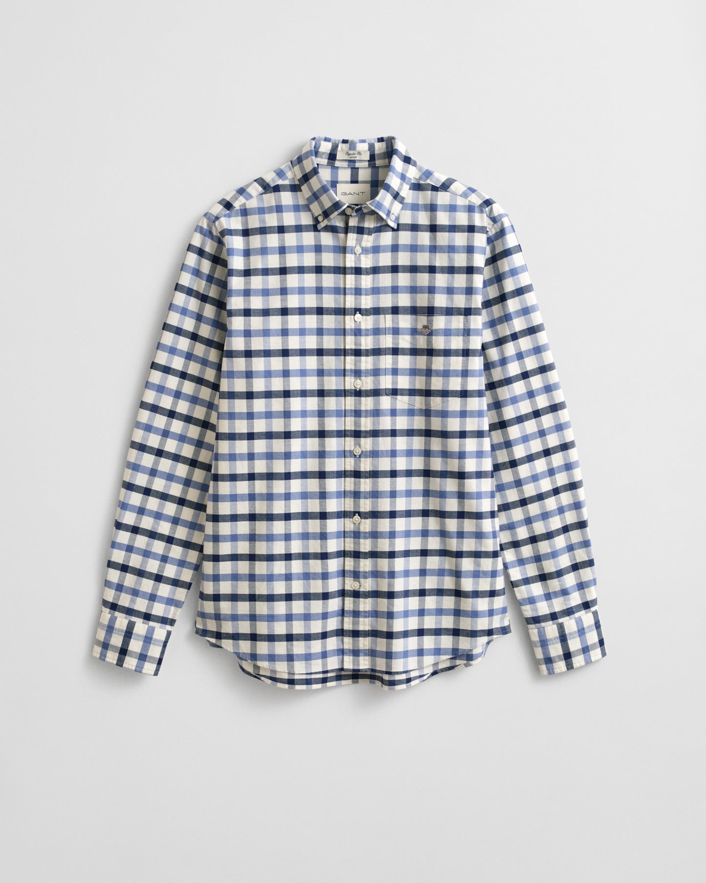 GANT Mens Regular Fit Oxford Check Shirt - 430 Faded Denim