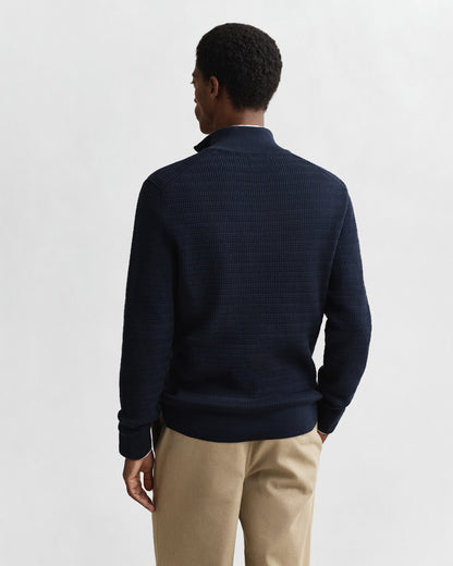 GANT Mens Mini Cable Half Zip Jumper - 433 Evening Blue