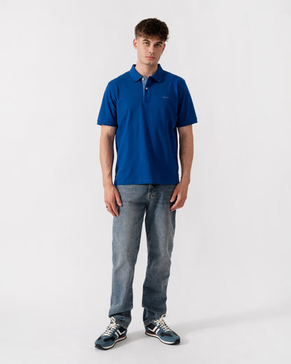 GANT Regular Fit Short Sleeve Contrast Pique Rugger - 435 Crisp Blue full length