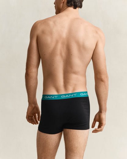 GANT 3-Pack Mens Trunks with Multi Coloured Waistbands - 5 Black