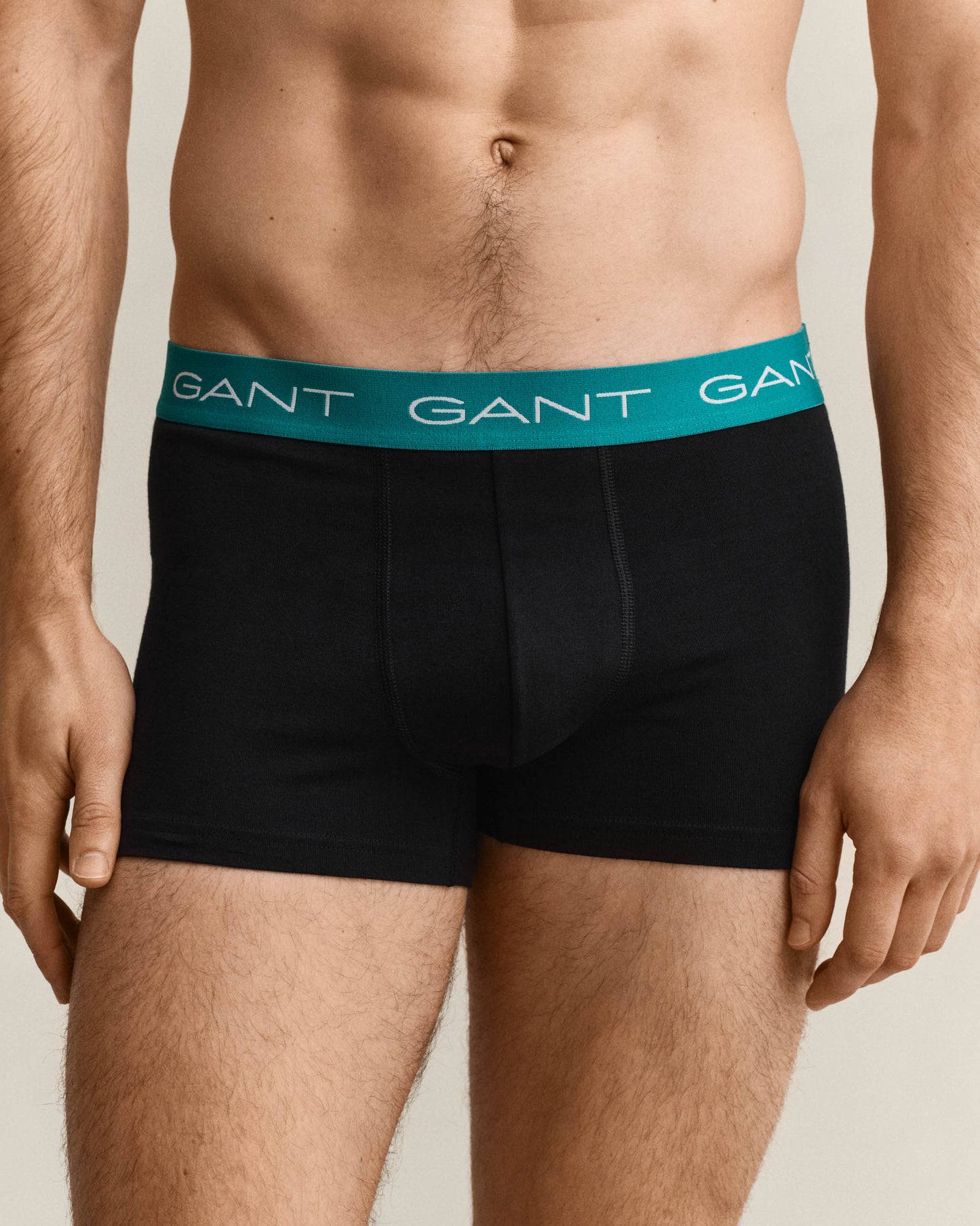 GANT 3-Pack Mens Trunks with Multi Coloured Waistbands - 5 Black