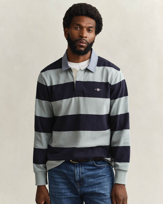 GANT Mens Regular Fit Chambray Stripe Heavy Rugger - 10 Ceramic Grey