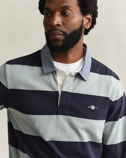 GANT Mens Regular Fit Chambray Stripe Heavy Rugger - 10 Ceramic Grey
