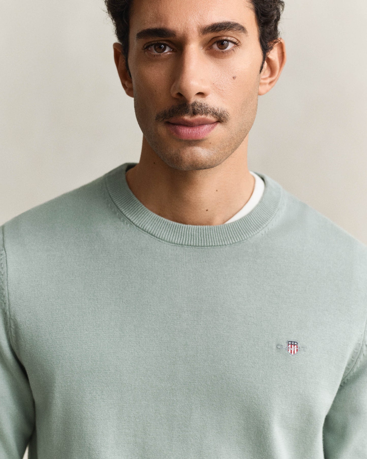 GANT Mens Classic Cotton Crew Neck Jumper - 10 Ceramic Grey