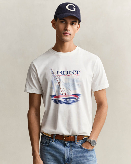 GANT Mens Short Sleeve G-Badge T-Shirt - 433 Evening Blue