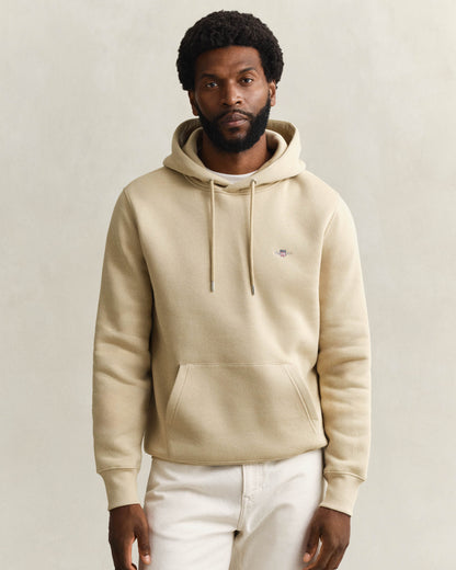 GANT Mens Regular Fit Shield Logo Pullover Hoodie - 200 Oat Beige