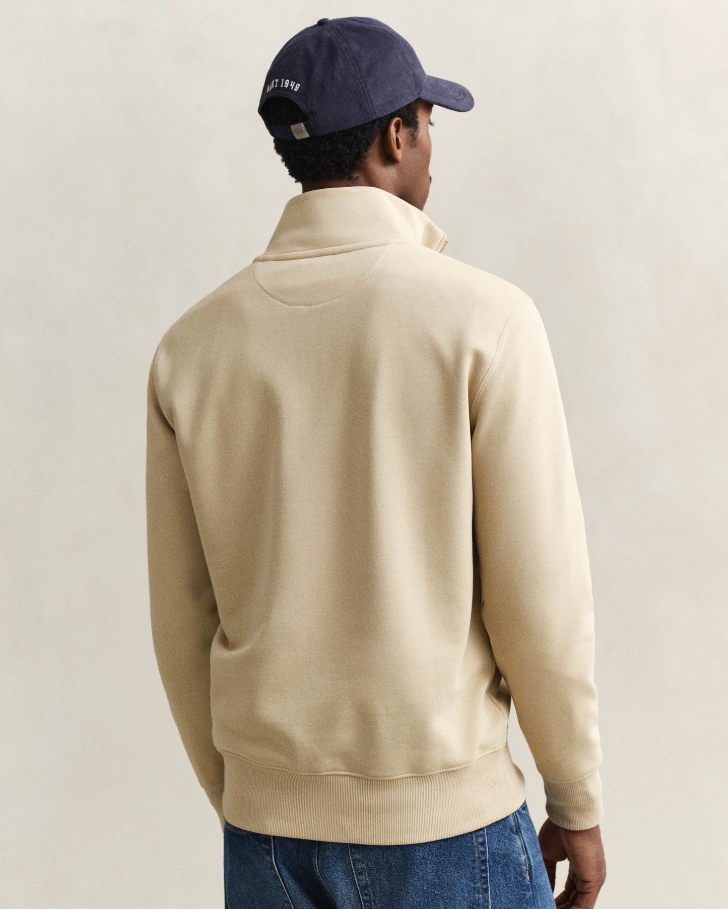 GANT Mens Regular Fit Shield Logo Half Zip Sweatshirt - 200 Oat Beige