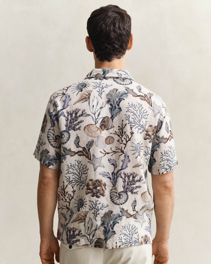 GANT Mens Regular Fit AOP Camp Collar Shirt - 200 Oat Beige