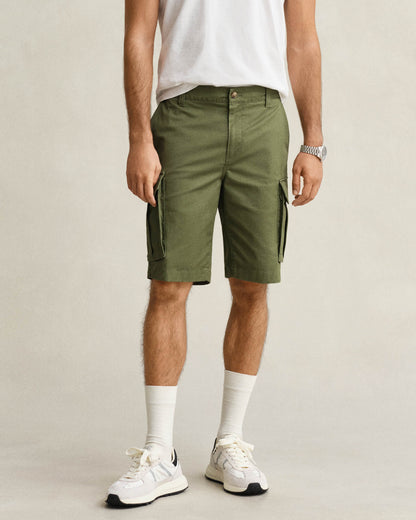 GANT Mens Regular Fit Classic Cargo Shorts - 379 Dry Herb Green