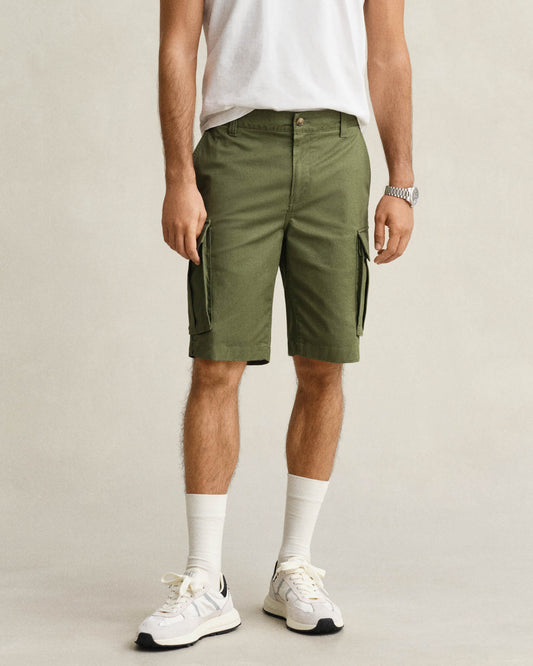 GANT Mens Regular Fit Classic Cargo Shorts - 379 Dry Herb Green