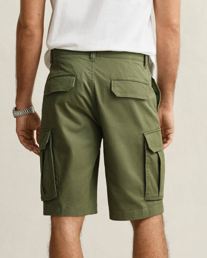 GANT Mens Regular Fit Classic Cargo Shorts - 379 Dry Herb Green
