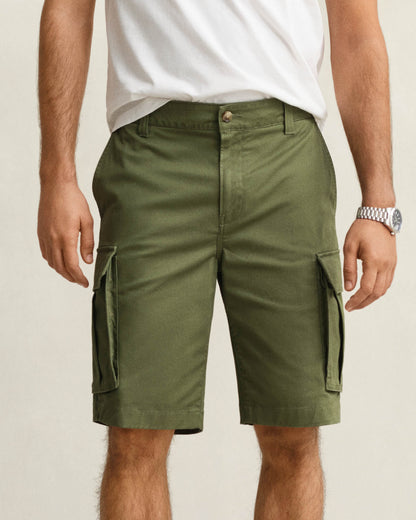 GANT Mens Regular Fit Classic Cargo Shorts - 379 Dry Herb Green
