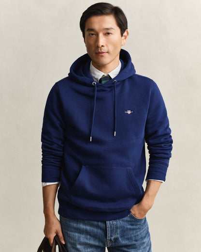 GANT Mens Regular Fit Shield Logo Pullover Hoodie - 432 Rich Navy