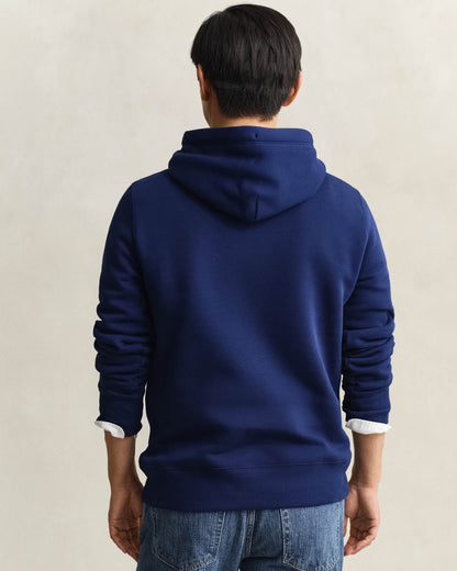 GANT Mens Regular Fit Shield Logo Pullover Hoodie - 432 Rich Navy