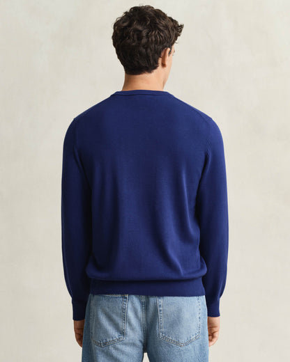 GANT Mens Classic Cotton Crew Neck Jumper - 432 Rich Navy